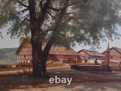Tableau Ancien Peinture Huile sur Toile Ecole de Barbizon XIXeme Peske Courbet