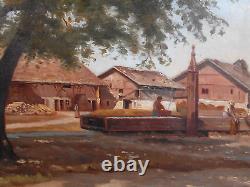 Tableau Ancien Peinture Huile sur Toile Ecole de Barbizon XIXeme Peske Courbet