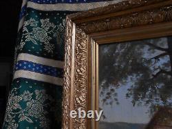 Tableau Ancien Peinture Huile sur Toile Ecole de Barbizon XIXeme Peske Courbet