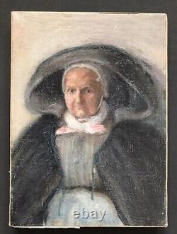 Tableau Ancien Peinture Originale Huile Portrait Femme XIXème Siècle