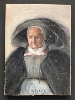 Tableau Ancien Peinture Originale Huile Portrait Femme XIXème Siècle