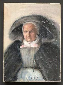 Tableau Ancien Peinture Originale Huile Portrait Femme XIXème Siècle