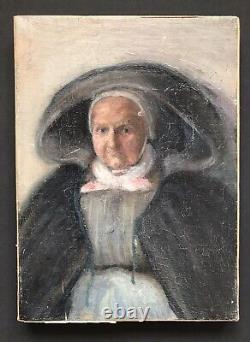 Tableau Ancien Peinture Originale Huile Portrait Femme XIXème Siècle