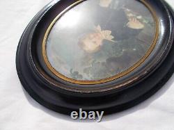 Tableau Ancien Peinture XIX Enfant Miniature Huile French Antique Oil Painting