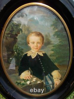 Tableau Ancien Peinture XIX Enfant Vintage Huile French Antique Oil Painting