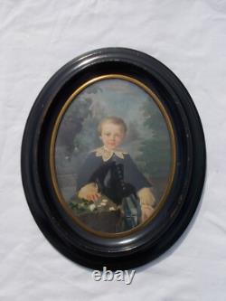 Tableau Ancien Peinture XIX Enfant Vintage Huile French Antique Oil Painting