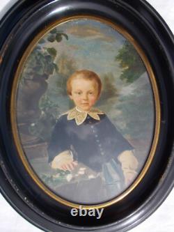 Tableau Ancien Peinture XIX Enfant Vintage Huile French Antique Oil Painting