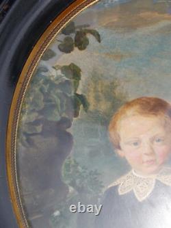 Tableau Ancien Peinture XIX Enfant Vintage Huile French Antique Oil Painting