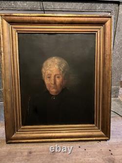 Tableau Ancien Peinture XIXe Portrait Femme Huile / Toile