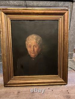 Tableau Ancien Peinture XIXe Portrait Femme Huile / Toile