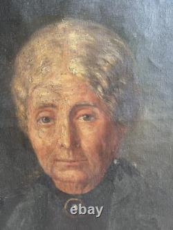 Tableau Ancien Peinture XIXe Portrait Femme Huile / Toile