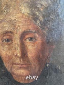 Tableau Ancien Peinture XIXe Portrait Femme Huile / Toile