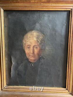 Tableau Ancien Peinture XIXe Portrait Femme Huile / Toile