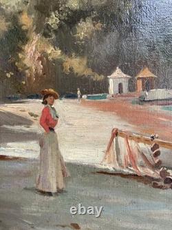 Tableau Ancien Plage de Capri Bord de Mer Côte Napolitaine Huile sur Toile