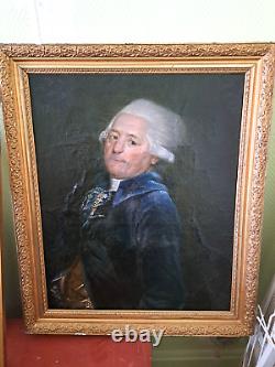 Tableau Ancien Portrait D'époque Xviiième Homme Période Louis XVI France