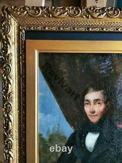 Tableau Ancien Portrait Dun gentilhomme debut XIXeme. 26x32 cm HC