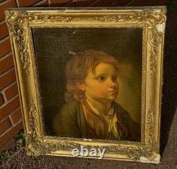 Tableau Ancien Portrait Enfant. Peinture huile sur toile Tableau Ancien Portrait Enfant. Peinture huile sur toile