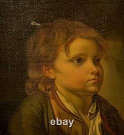 Tableau Ancien Portrait Enfant. Peinture huile sur toile