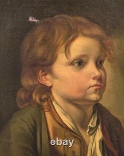 Tableau Ancien Portrait Enfant. Peinture huile sur toile