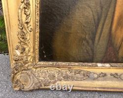 Tableau Ancien Portrait Enfant. Peinture huile sur toile