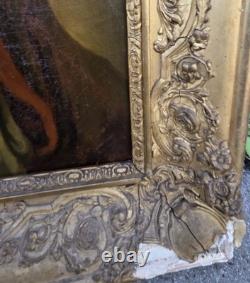 Tableau Ancien Portrait Enfant. Peinture huile sur toile