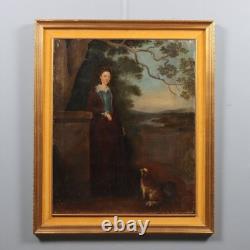 Tableau Ancien Portrait Féminin Huile sur Toile du XIXe Siècle Original