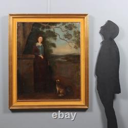 Tableau Ancien Portrait Féminin Huile sur Toile du XIXe Siècle Original