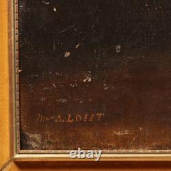 Tableau Ancien Portrait Féminin Huile sur Toile du XIXe Siècle Original