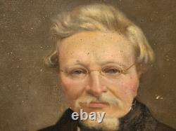 Tableau Ancien. Portrait Homme. Peinture huile sur toile signé. Style XlXeme