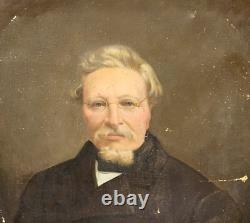 Tableau Ancien. Portrait Homme. Peinture huile sur toile signé. Style XlXeme