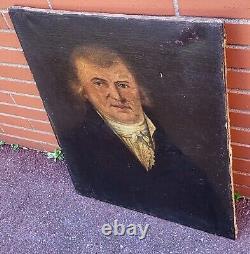 Tableau Ancien. Portrait Homme. Peinture huile sur toile signé. Style XlXeme
