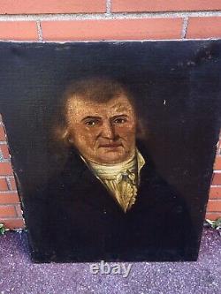 Tableau Ancien. Portrait Homme. Peinture huile sur toile signé. Style XlXeme