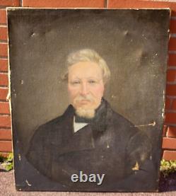 Tableau Ancien. Portrait Homme. Peinture huile sur toile signé. Style XlXeme