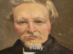 Tableau Ancien. Portrait Homme. Peinture huile sur toile signé. Style XlXeme