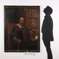 Tableau Ancien Portrait Masculin Huile sur Toile XVIIe Siècle