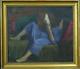 Tableau Ancien Portrait Roger PARENT jeune femme à la lecture Divan 1900 Art