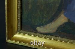 Tableau Ancien Portrait Roger PARENT jeune femme à la lecture Divan 1900 Art