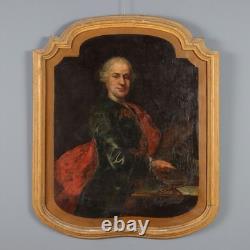 Tableau Ancien Portrait d'un Gentilhomme Huile sur Toile XVIIIe Siècle