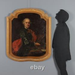 Tableau Ancien Portrait d'un Gentilhomme Huile sur Toile XVIIIe Siècle