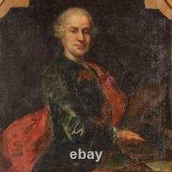 Tableau Ancien Portrait d'un Gentilhomme Huile sur Toile XVIIIe Siècle