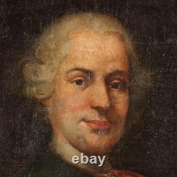 Tableau Ancien Portrait d'un Gentilhomme Huile sur Toile XVIIIe Siècle