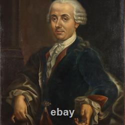 Tableau Ancien Portrait d'un Homme Noble Huile sur Toile'700
