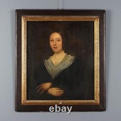 Tableau Ancien Portrait d'une Jeune Femme Huile sur Toile'800 Original