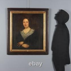 Tableau Ancien Portrait d'une Jeune Femme Huile sur Toile'800 Original