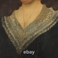 Tableau Ancien Portrait d'une Jeune Femme Huile sur Toile'800 Original