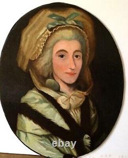 Tableau Ancien Portrait de Femme Dame de Qualité Huile XIX Ecole Française