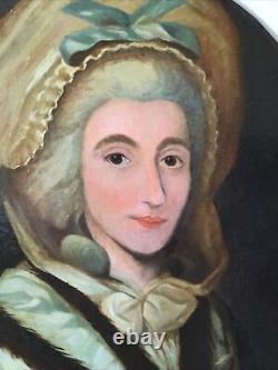 Tableau Ancien Portrait de Femme Dame de Qualité Huile XIX Ecole Française