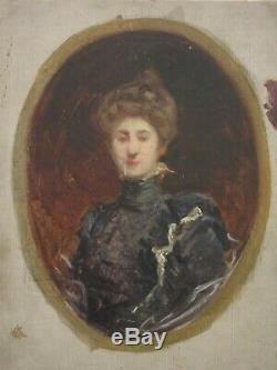Tableau Ancien Portrait de Femme attribué Ferdinand HUMBERT XIXe Esquisse