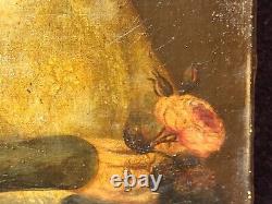 Tableau Ancien. Portrait de femme. Peinture huile sur toile signé. Style XlX°