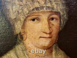 Tableau Ancien. Portrait de femme. Peinture huile sur toile signé. Style XlX°
